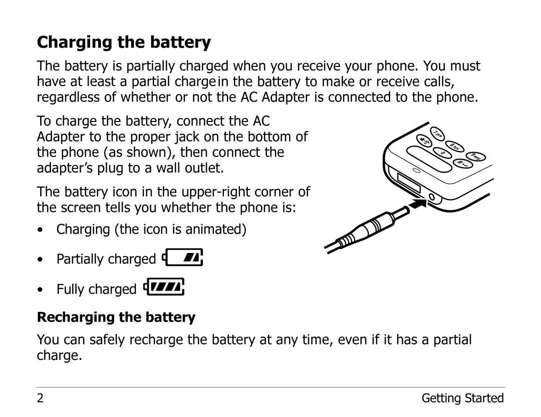 Kyocera 2235 manual Charging the battery 