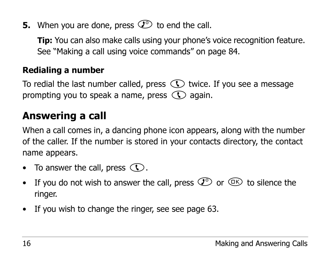 Kyocera 2235 manual Answering a call 