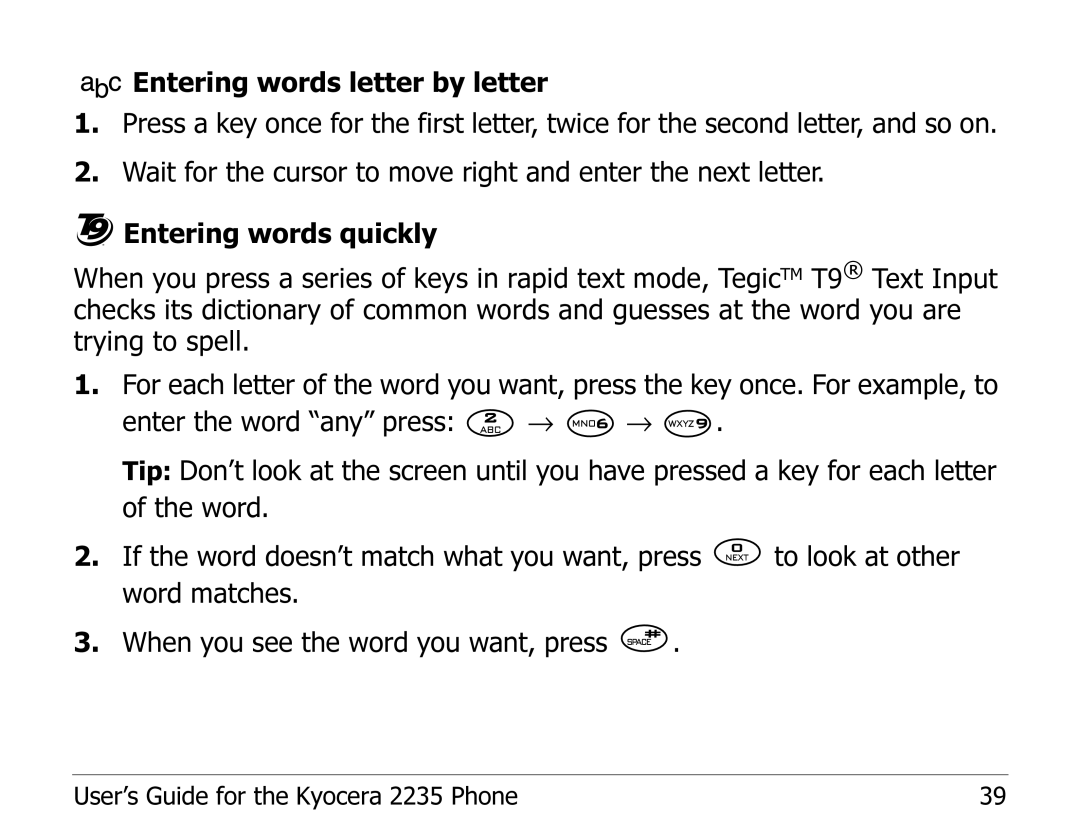 Kyocera manual User’s Guide for the Kyocera 2235 Phone 