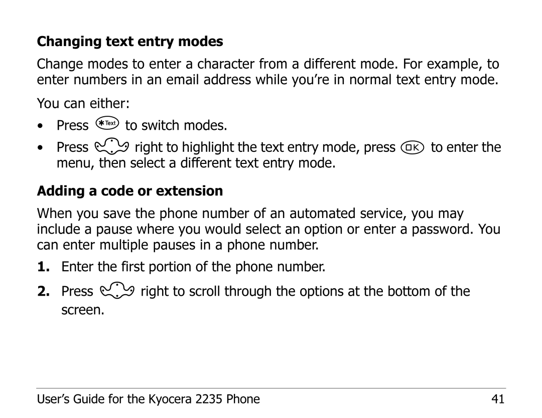 Kyocera manual User’s Guide for the Kyocera 2235 Phone 