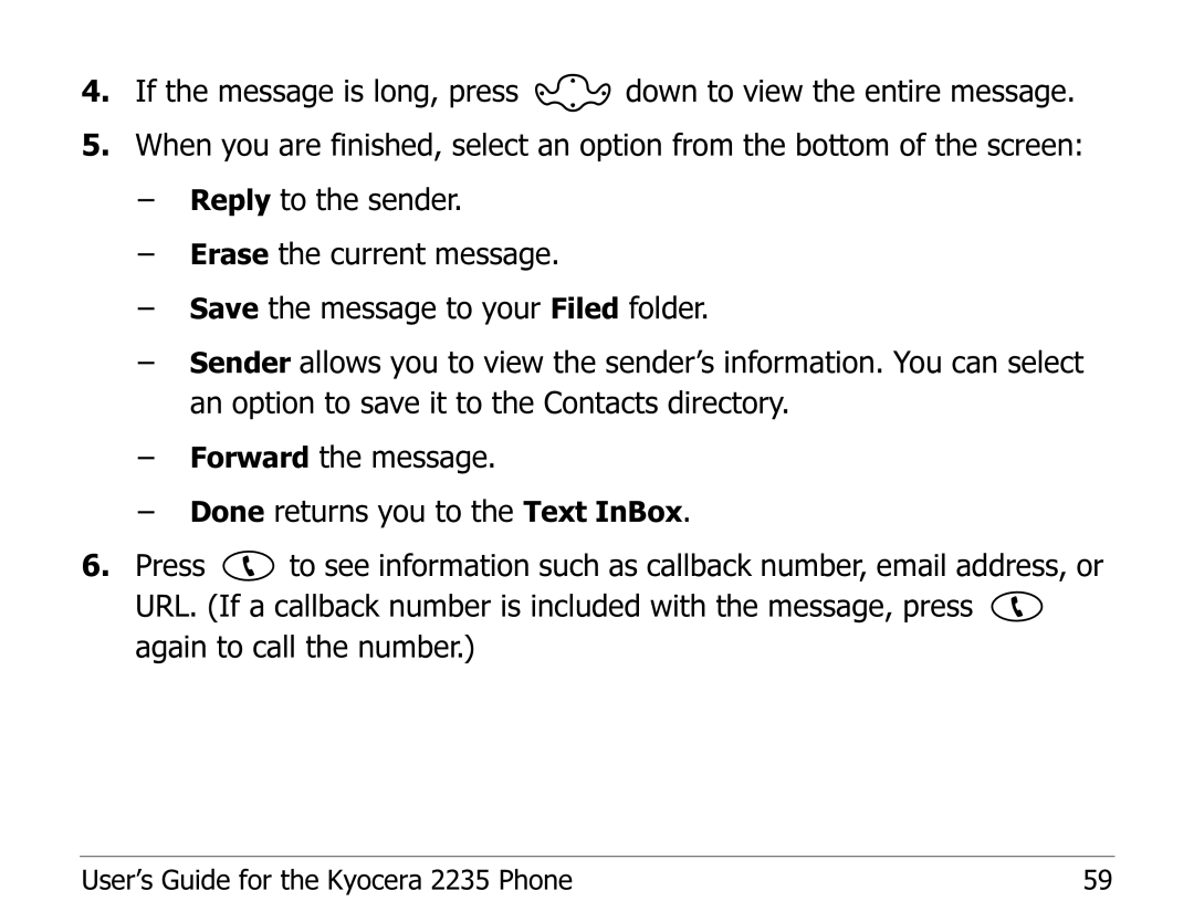 Kyocera manual User’s Guide for the Kyocera 2235 Phone 