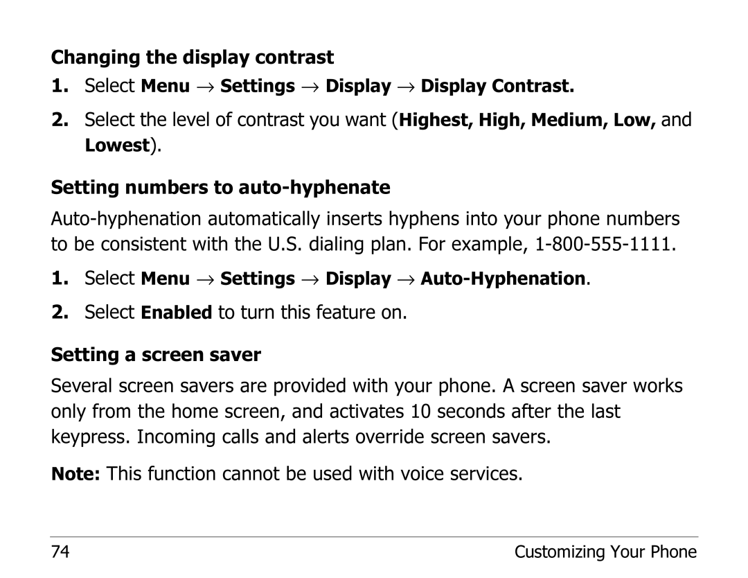 Kyocera 2235 manual Changing the display contrast 