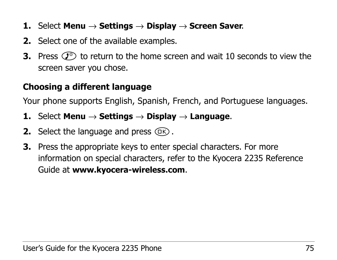 Kyocera 2235 manual Select the language and press 