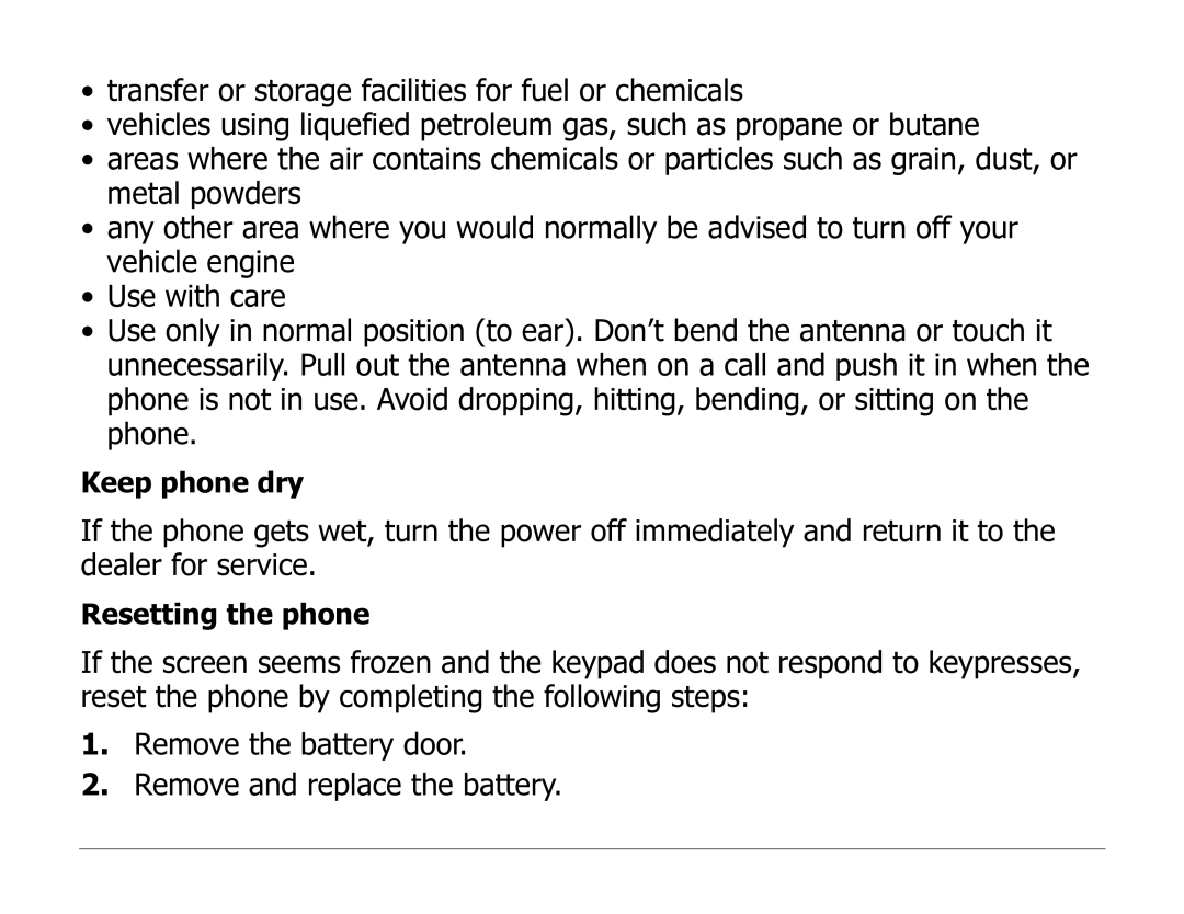 Kyocera 2325 manual Keep phone dry 