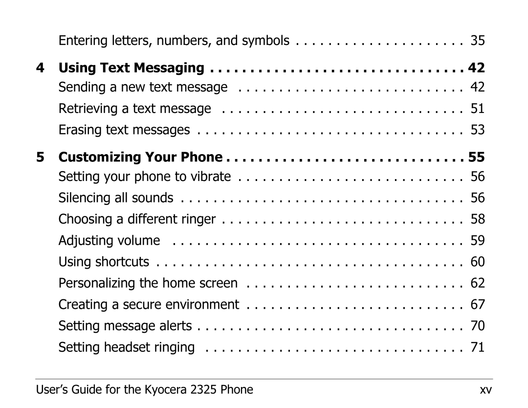 Kyocera manual User’s Guide for the Kyocera 2325 Phone 