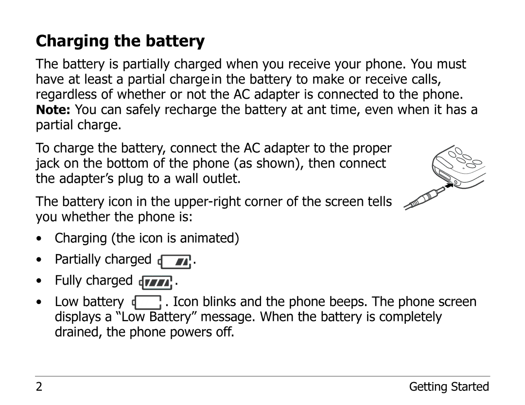 Kyocera 2325 manual Charging the battery 