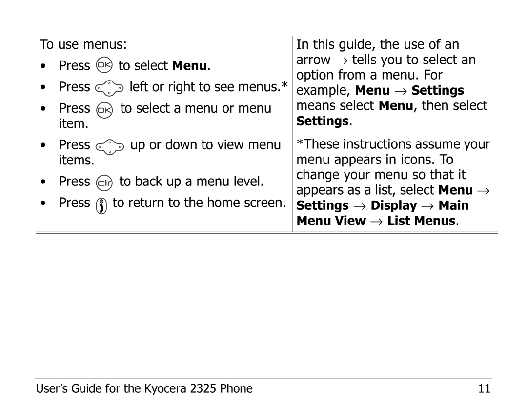 Kyocera manual User’s Guide for the Kyocera 2325 Phone 