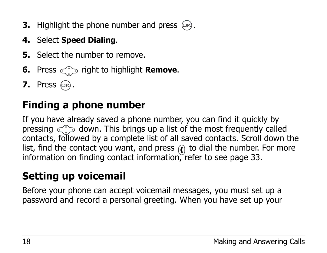 Kyocera 2325 manual Finding a phone number, Setting up voicemail 