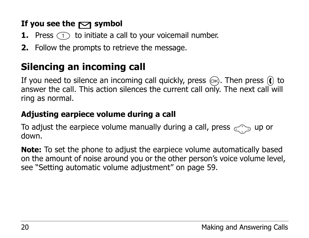 Kyocera 2325 manual Silencing an incoming call 