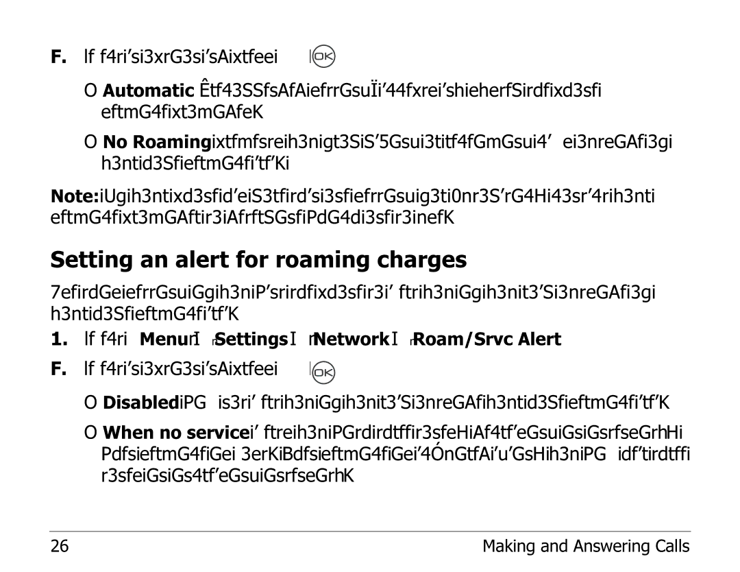 Kyocera 2325 manual Setting an alert for roaming charges 