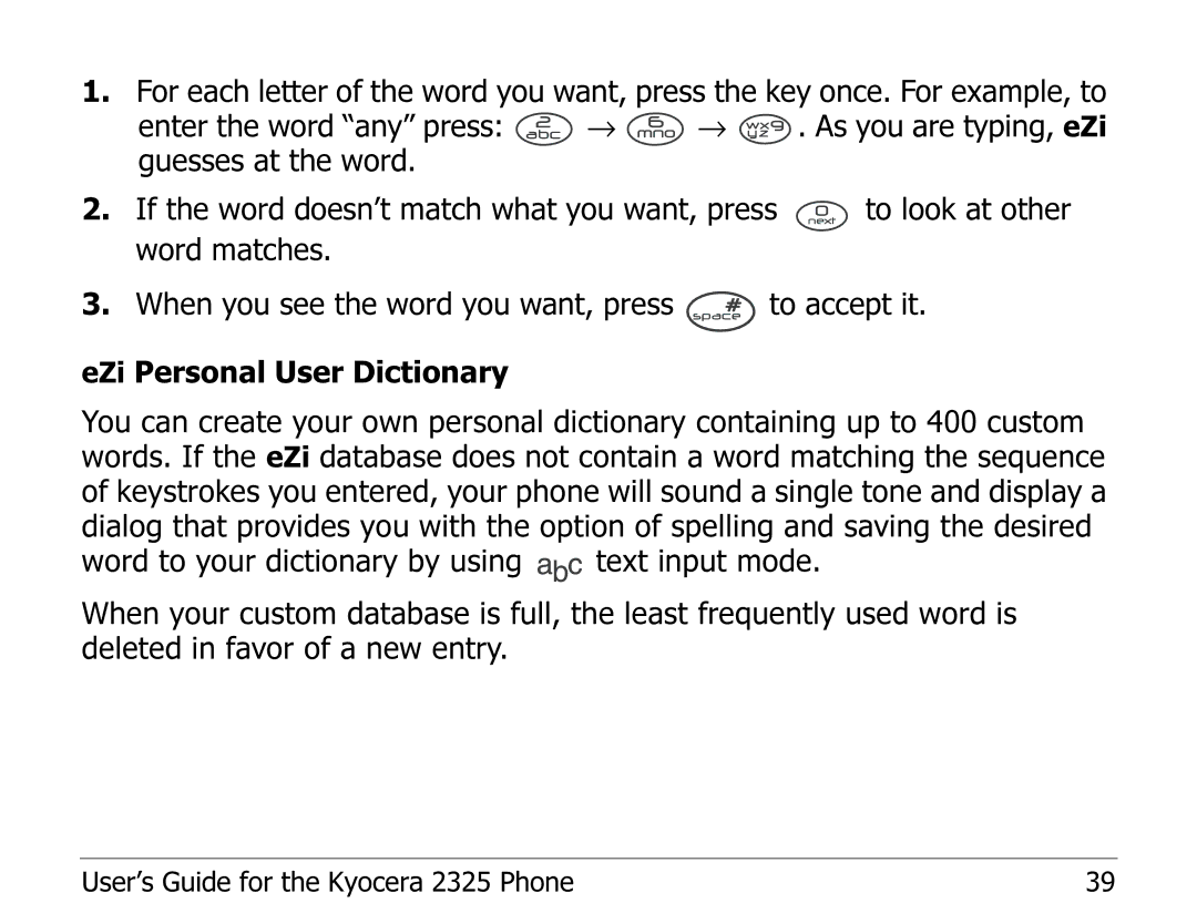 Kyocera manual User’s Guide for the Kyocera 2325 Phone 