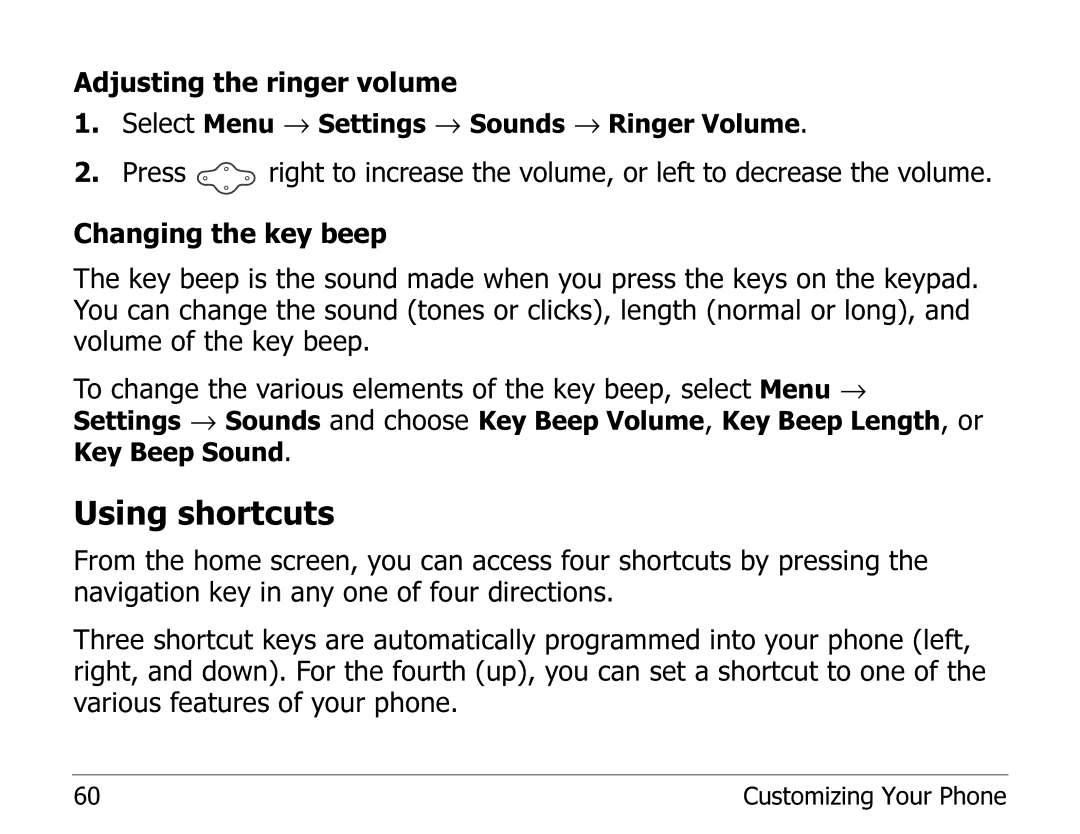 Kyocera 2325 manual Using shortcuts 