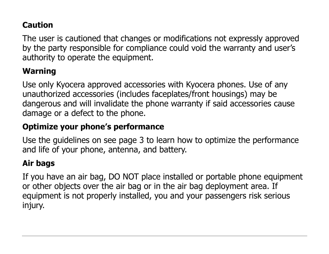 Kyocera 2325 manual Optimize your phone’s performance 