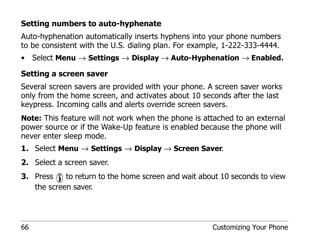 Kyocera 2325 manual Select Menu → Settings → Display → Screen Saver 