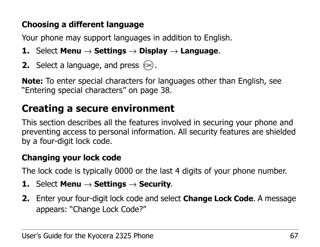 Kyocera 2325 manual Creating a secure environment 