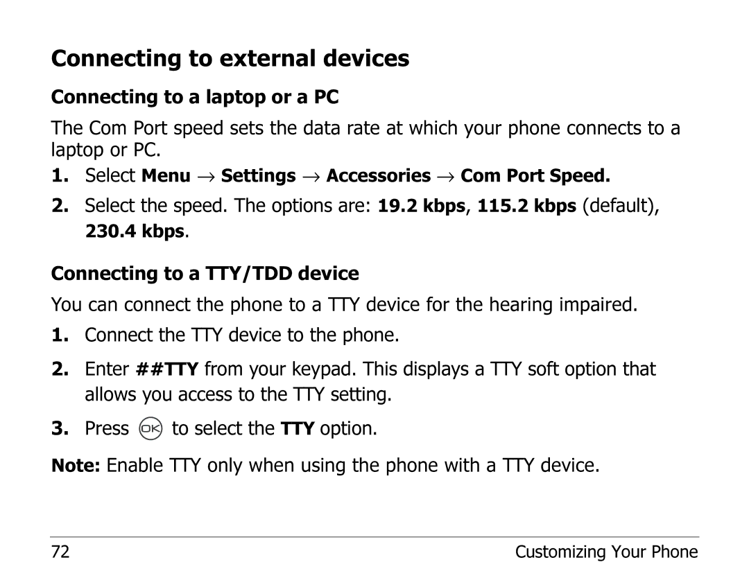 Kyocera 2325 manual Connecting to external devices 