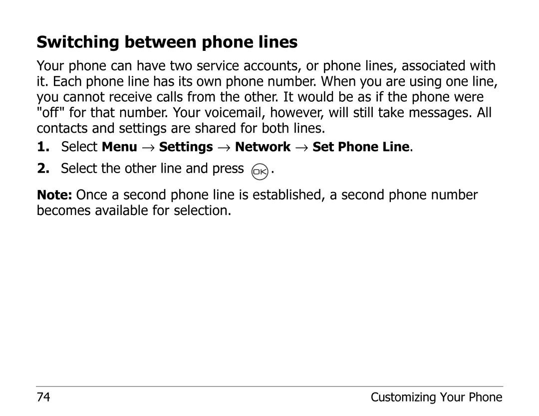 Kyocera 2325 manual Switching between phone lines 