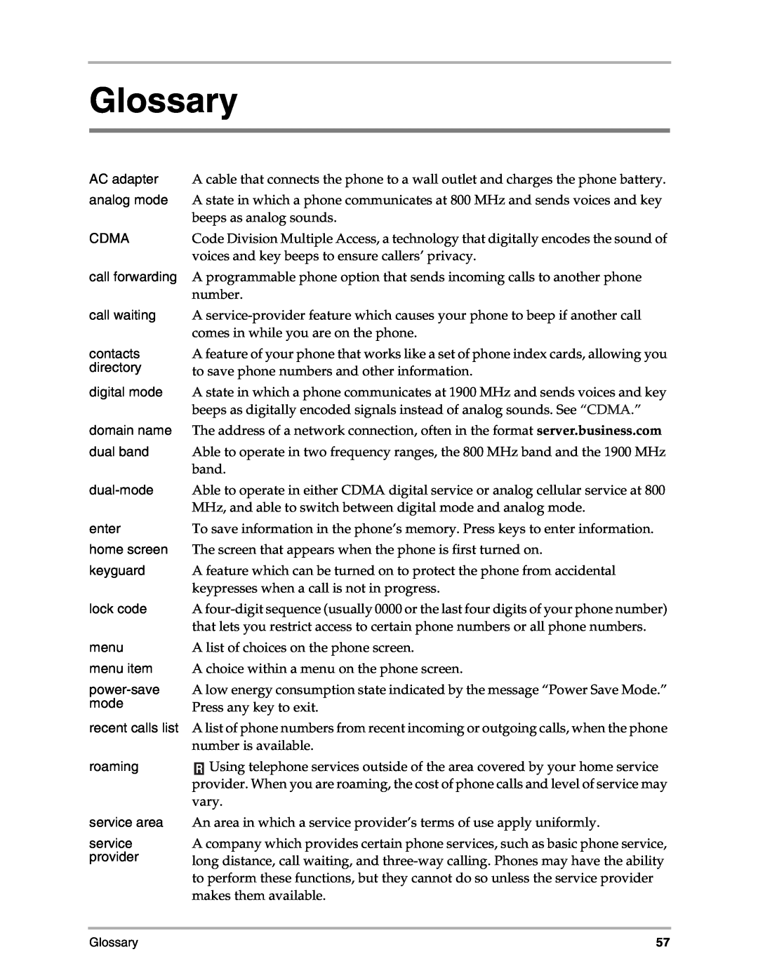 Kyocera 3035 manual Glossary 