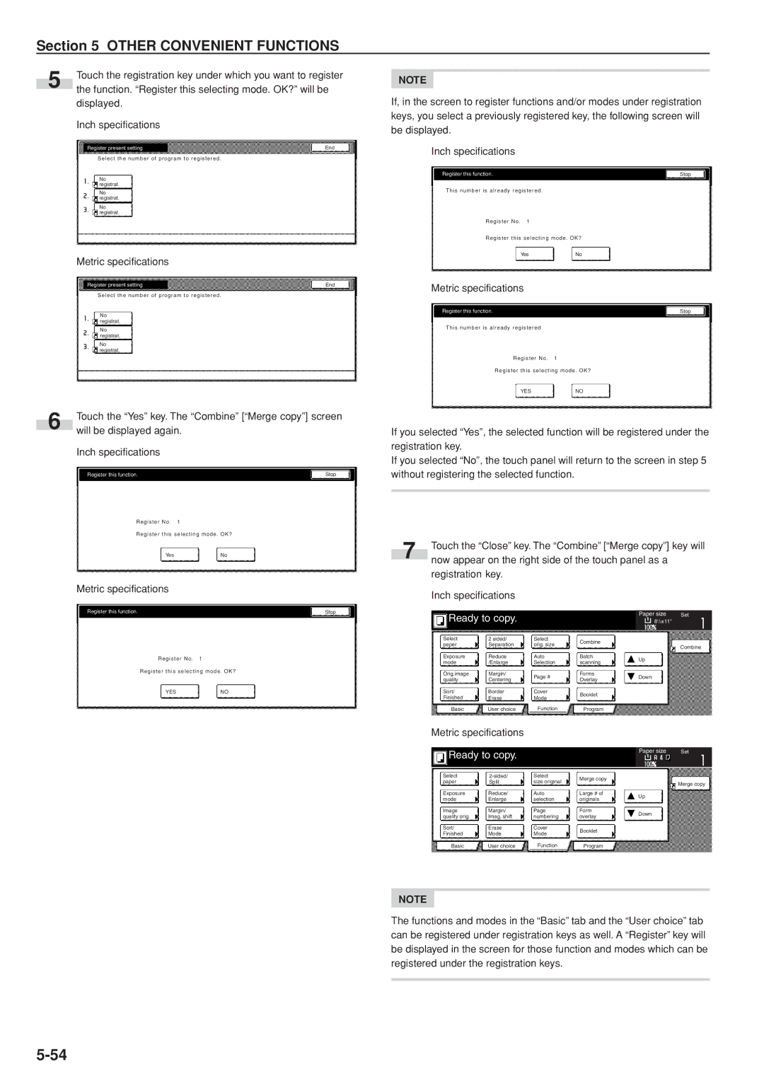 Kyocera 3035 manual Register present setting End, Register this function Stop 