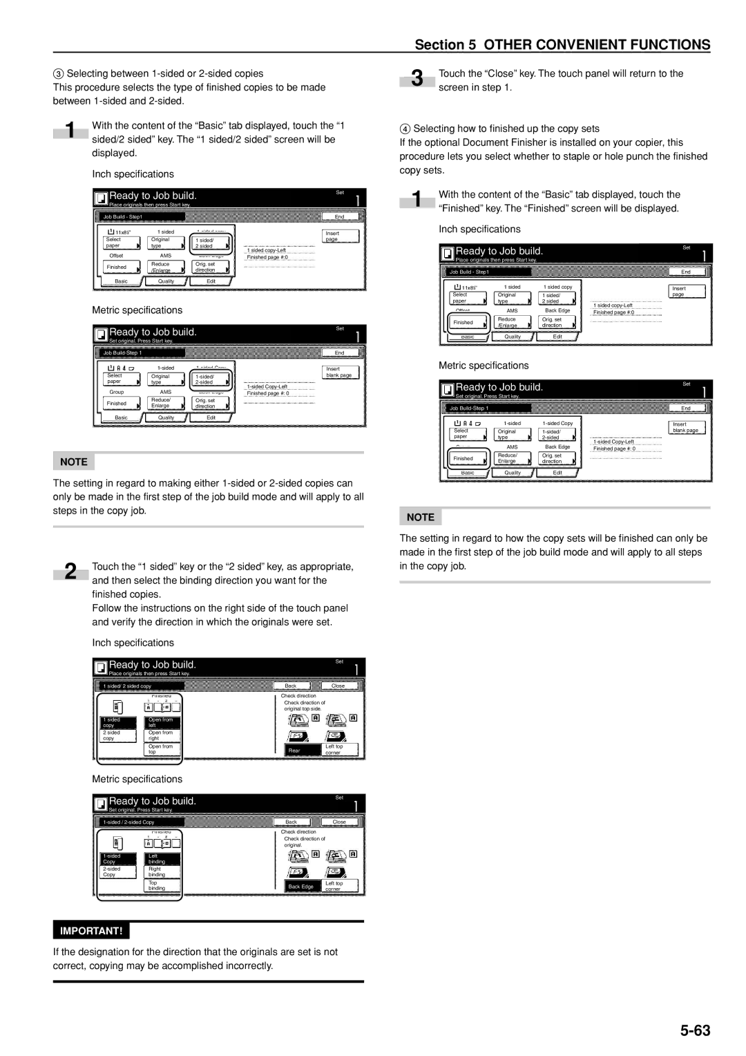 Kyocera 3035 manual Finished copies, Sided Open from Copy Left 