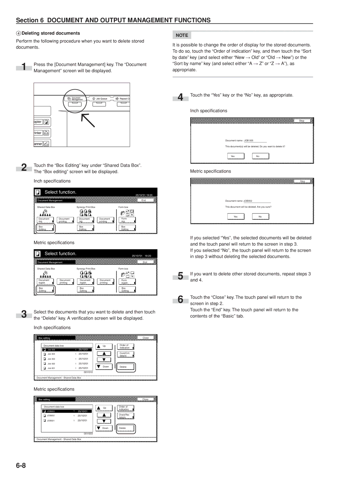 Kyocera 3035 manual 4Deleting stored documents 