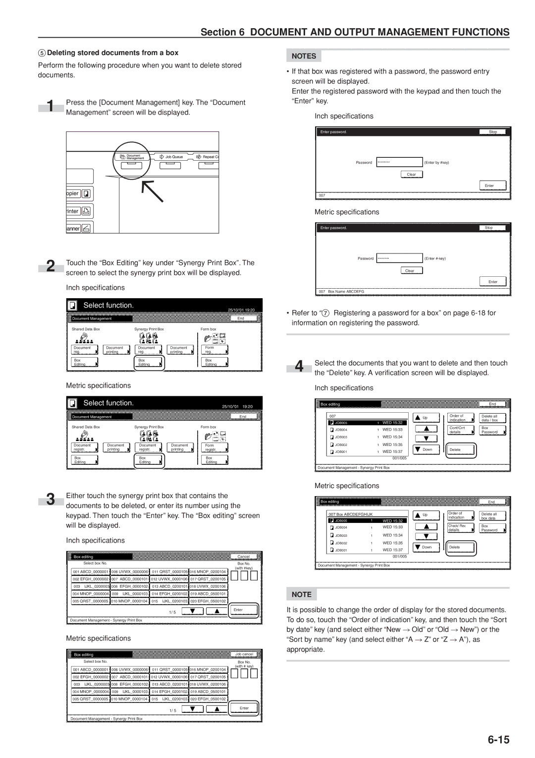 Kyocera 3035 manual Deleting stored documents from a box 