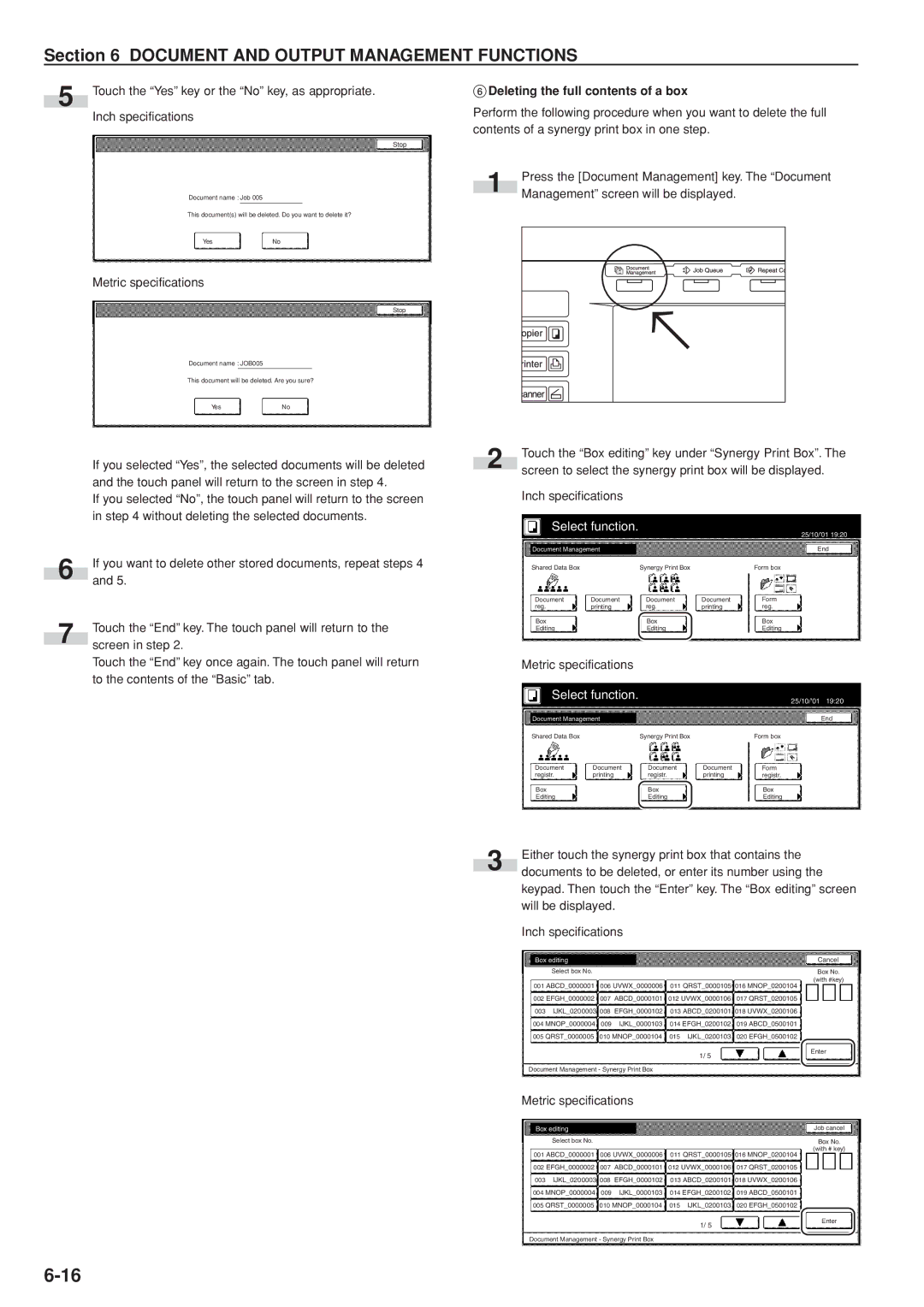 Kyocera 3035 manual 6Deleting the full contents of a box 