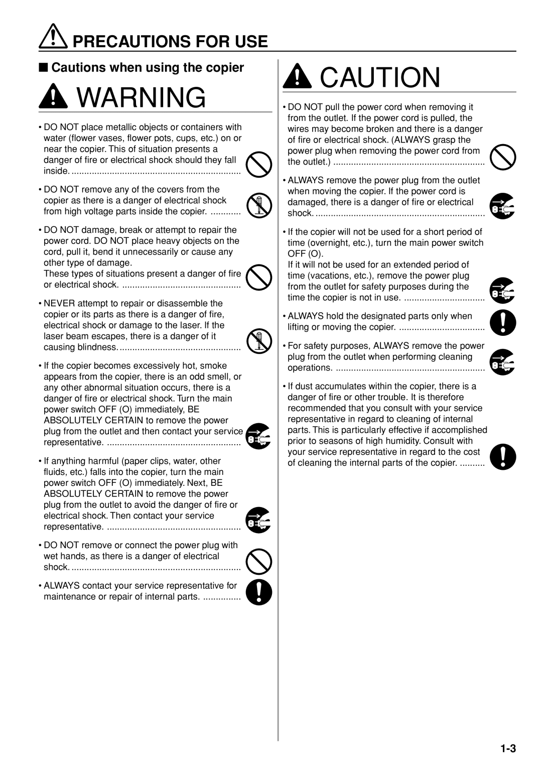 Kyocera 3035 manual Precautions for USE 