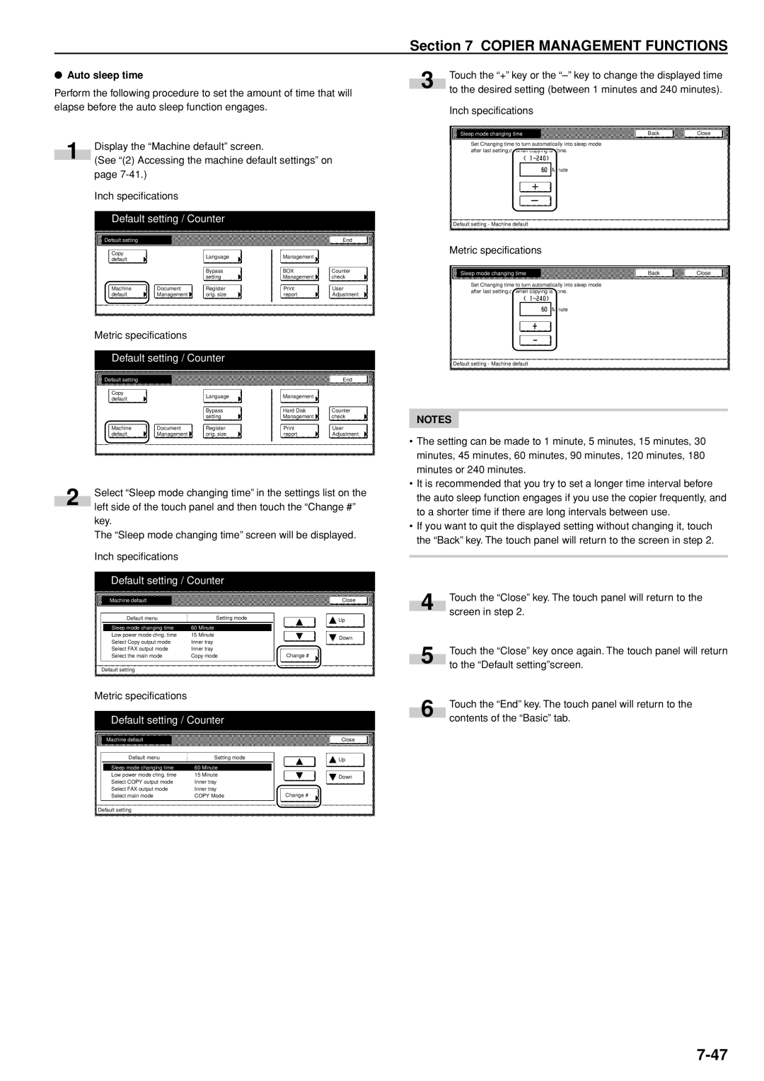 Kyocera 3035 manual Auto sleep time, Sleep mode changing time Minute 