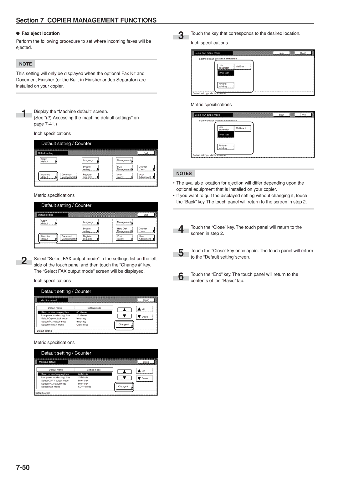 Kyocera 3035 manual Fax eject location, Select FAX output mode 