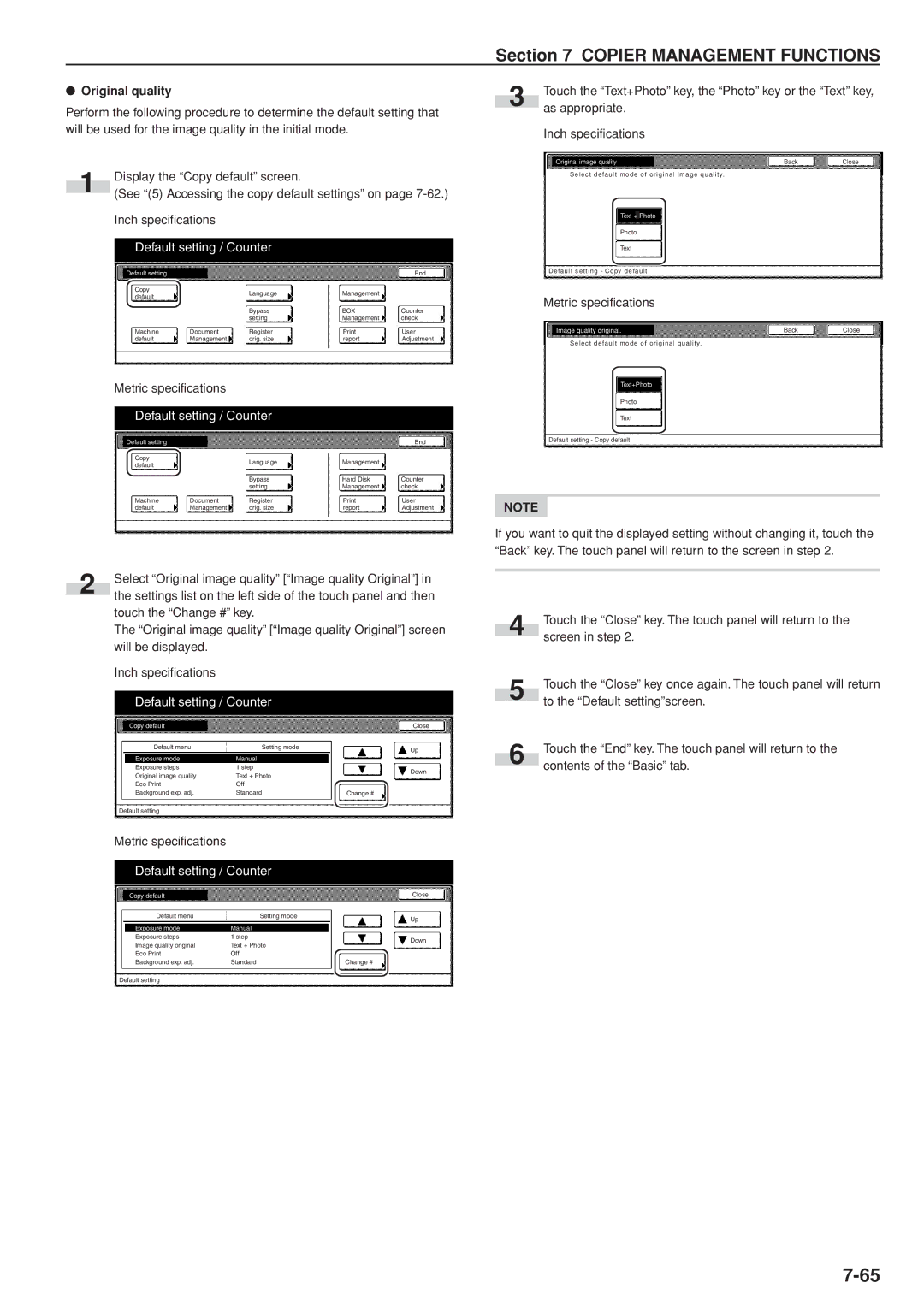 Kyocera 3035 manual Original quality, Image quality original, Original image quality, Text + Photo 