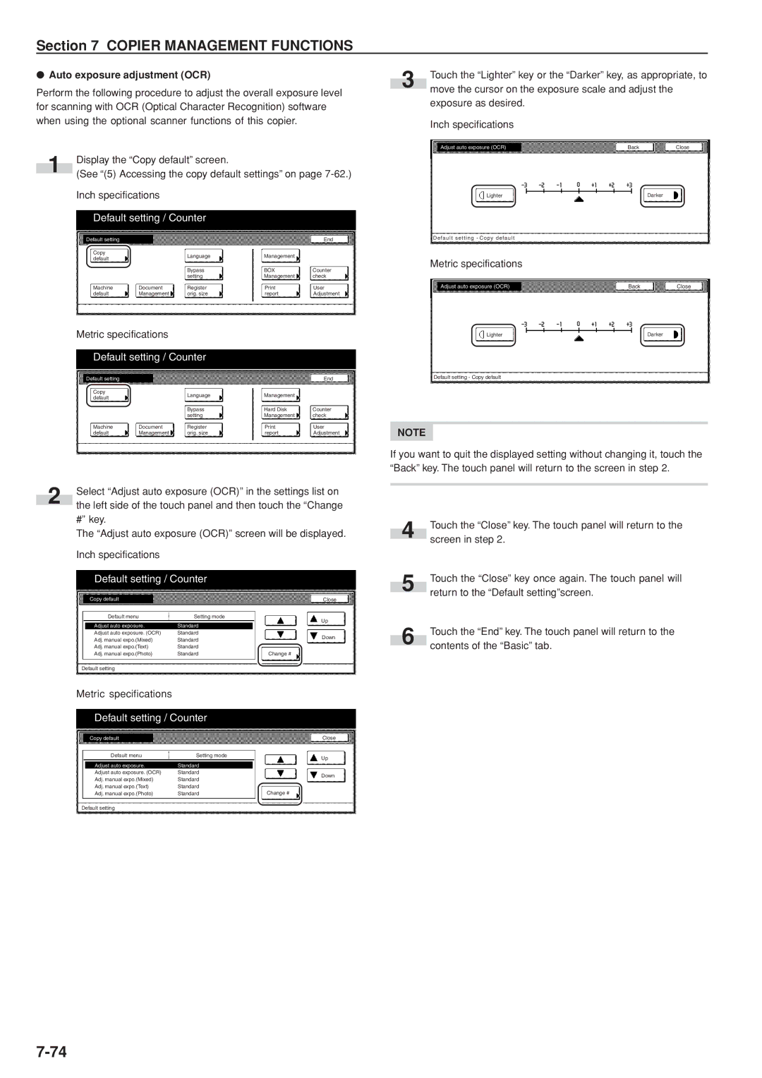 Kyocera 3035 manual Auto exposure adjustment OCR, Adjust auto exposure OCR 