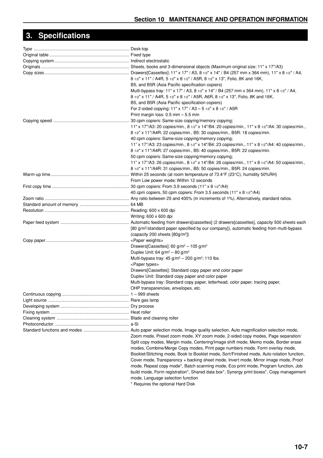 Kyocera 3035 manual Specifications 