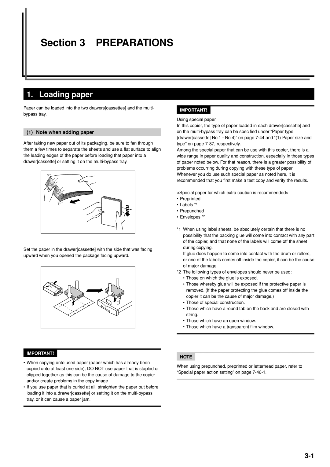 Kyocera 3035 manual Preparations, Loading paper 