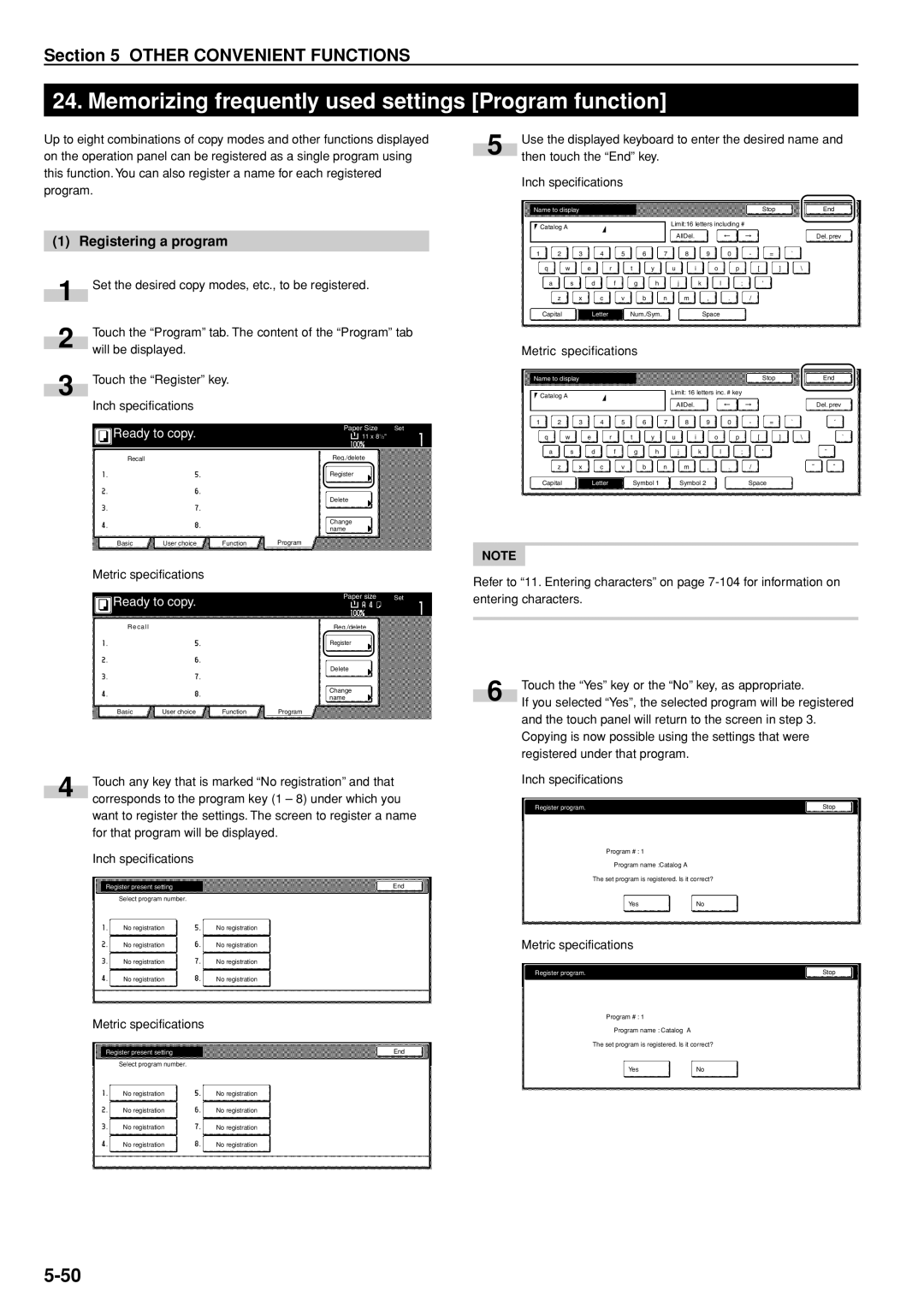 Kyocera 3035 manual Memorizing frequently used settings Program function, Registering a program 