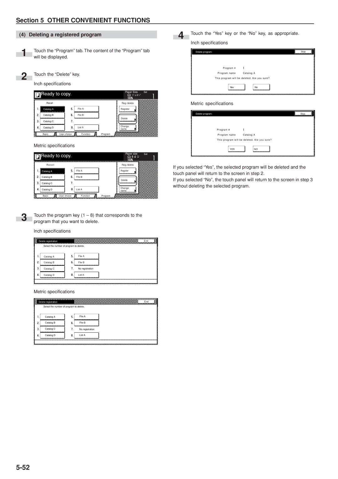 Kyocera 3035 manual Deleting a registered program, Delete registration, Delete program 