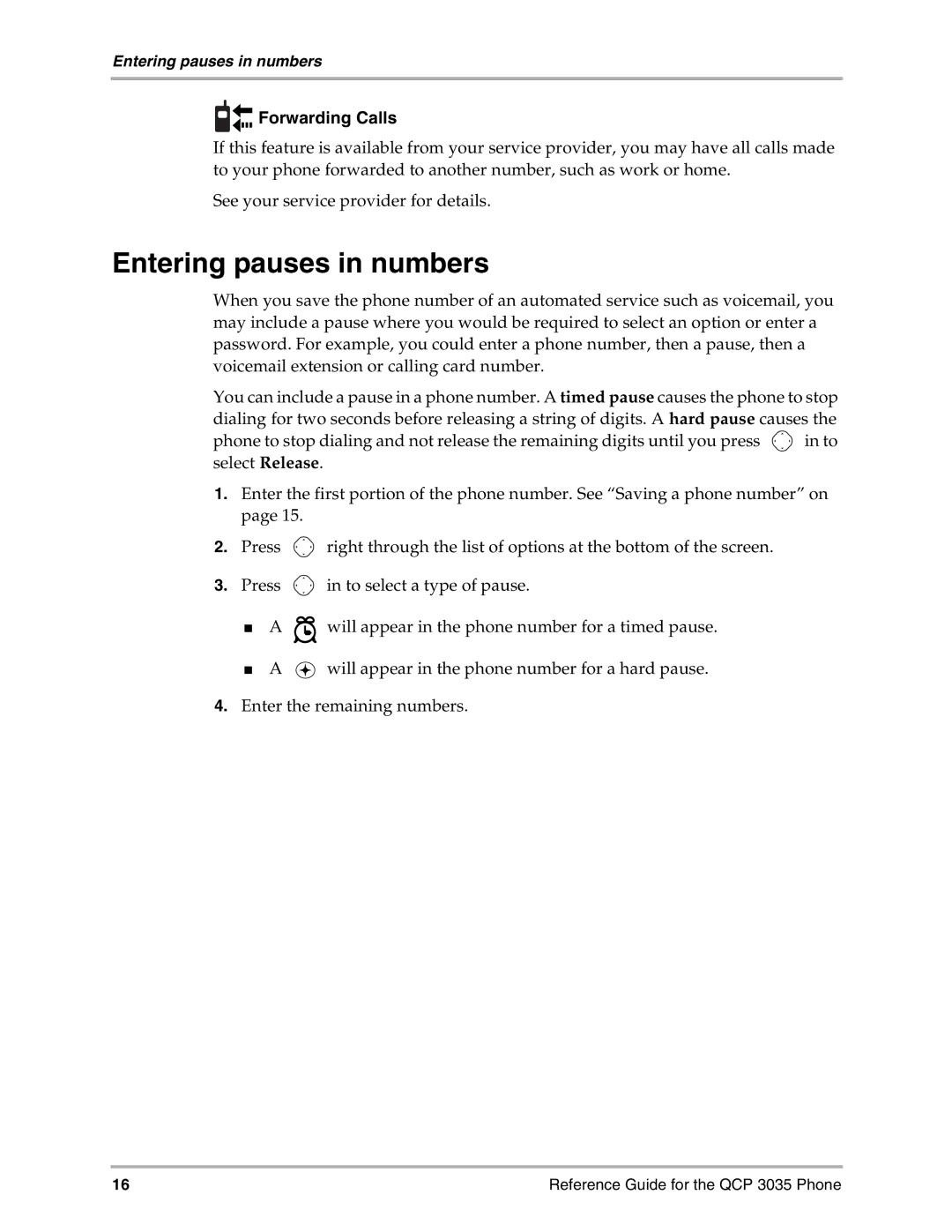 Kyocera 3035 manual Entering pauses in numbers, Forwarding Calls 