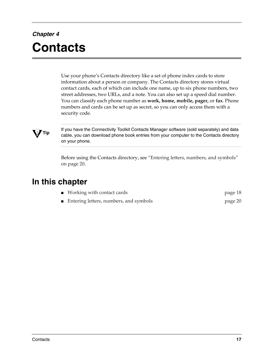 Kyocera 3035 manual Contacts, This chapter 