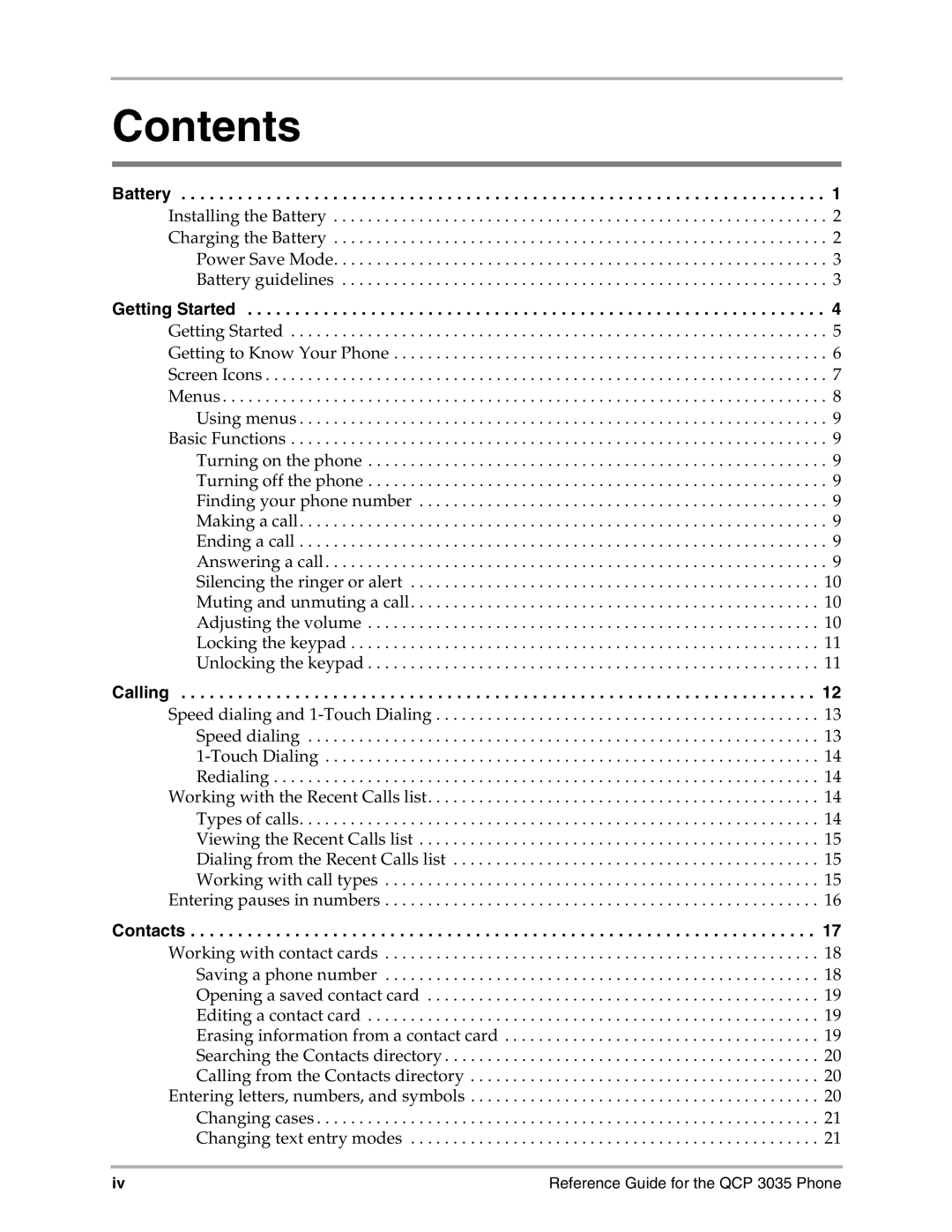 Kyocera 3035 manual Contents 