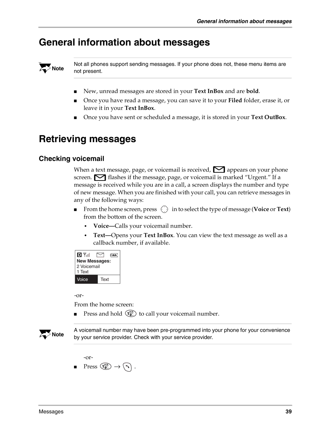 Kyocera 3035 manual General information about messages, Retrieving messages, Checking voicemail 