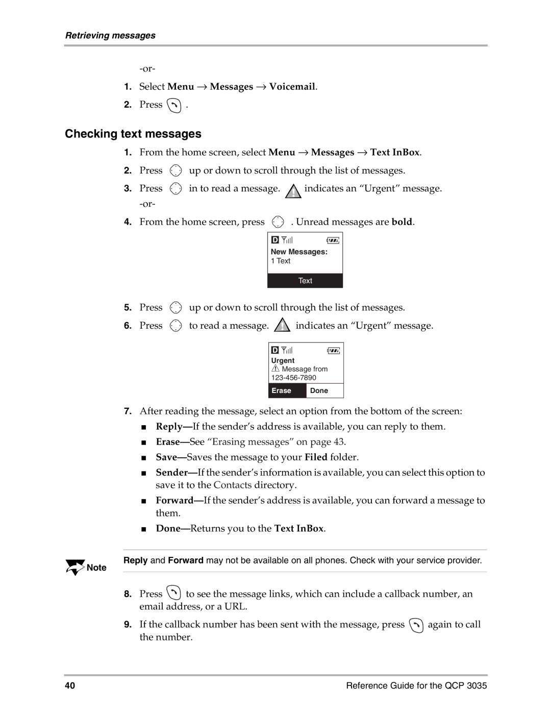 Kyocera 3035 manual Checking text messages, Select Menu → Messages → Voicemail 