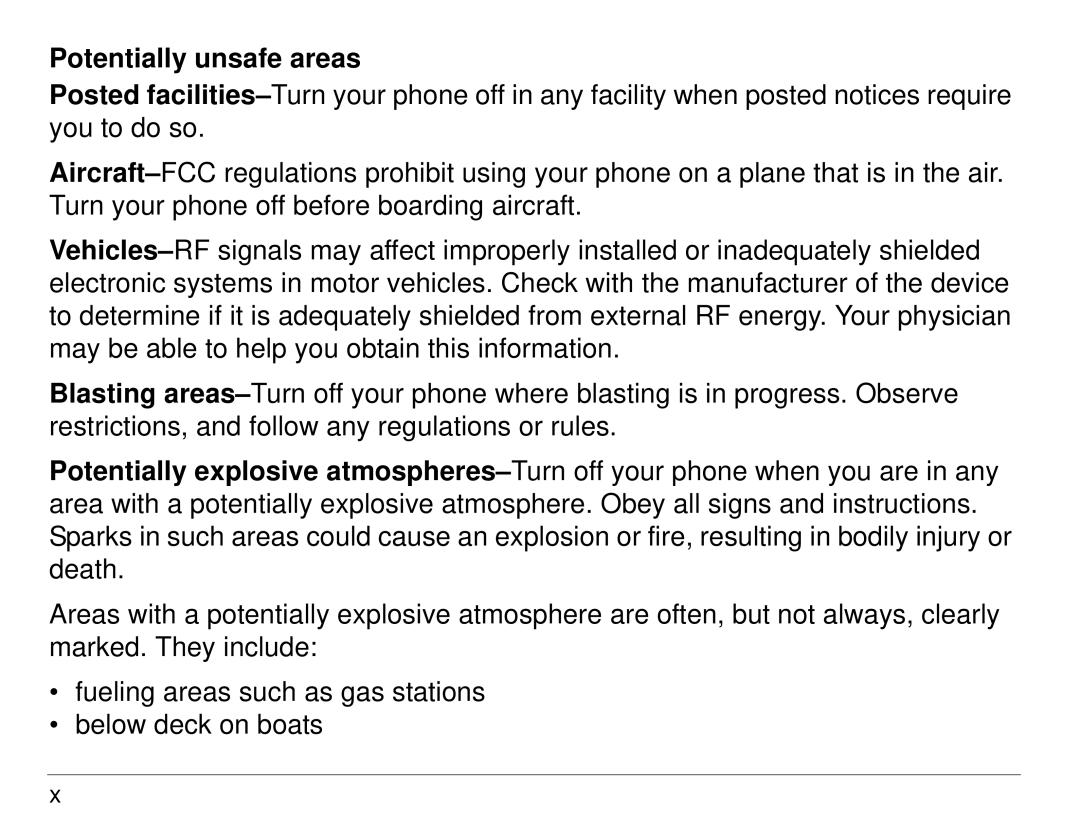 Kyocera 3225, 3200 series manual Potentially unsafe areas 