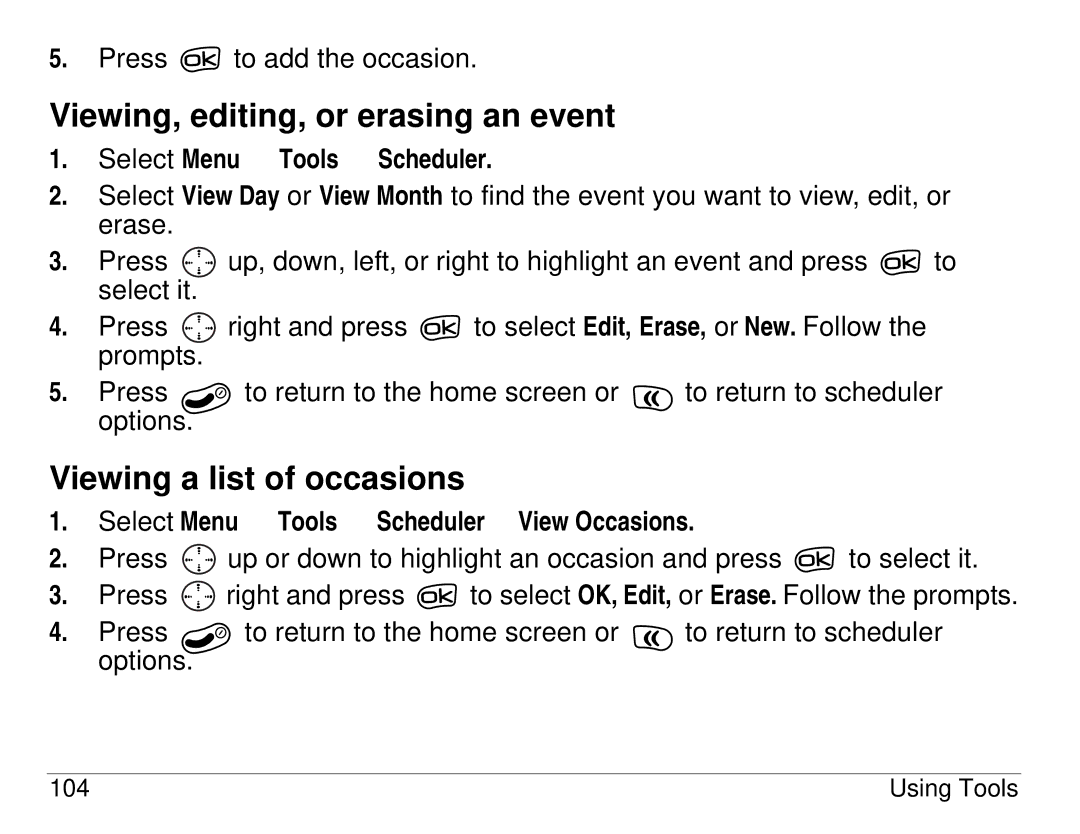 Kyocera 3225, 3200 series manual Viewing, editing, or erasing an event, Viewing a list of occasions 