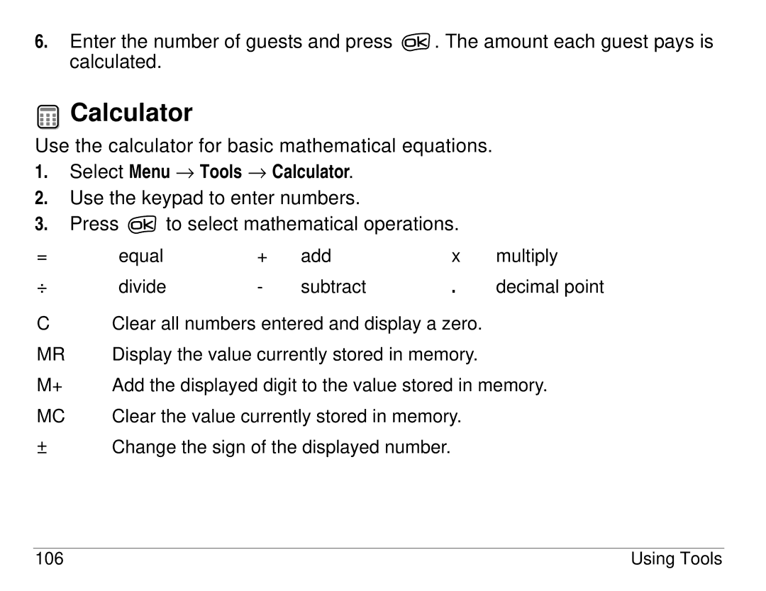 Kyocera 3225, 3200 series manual Select Menu → Tools → Calculator 