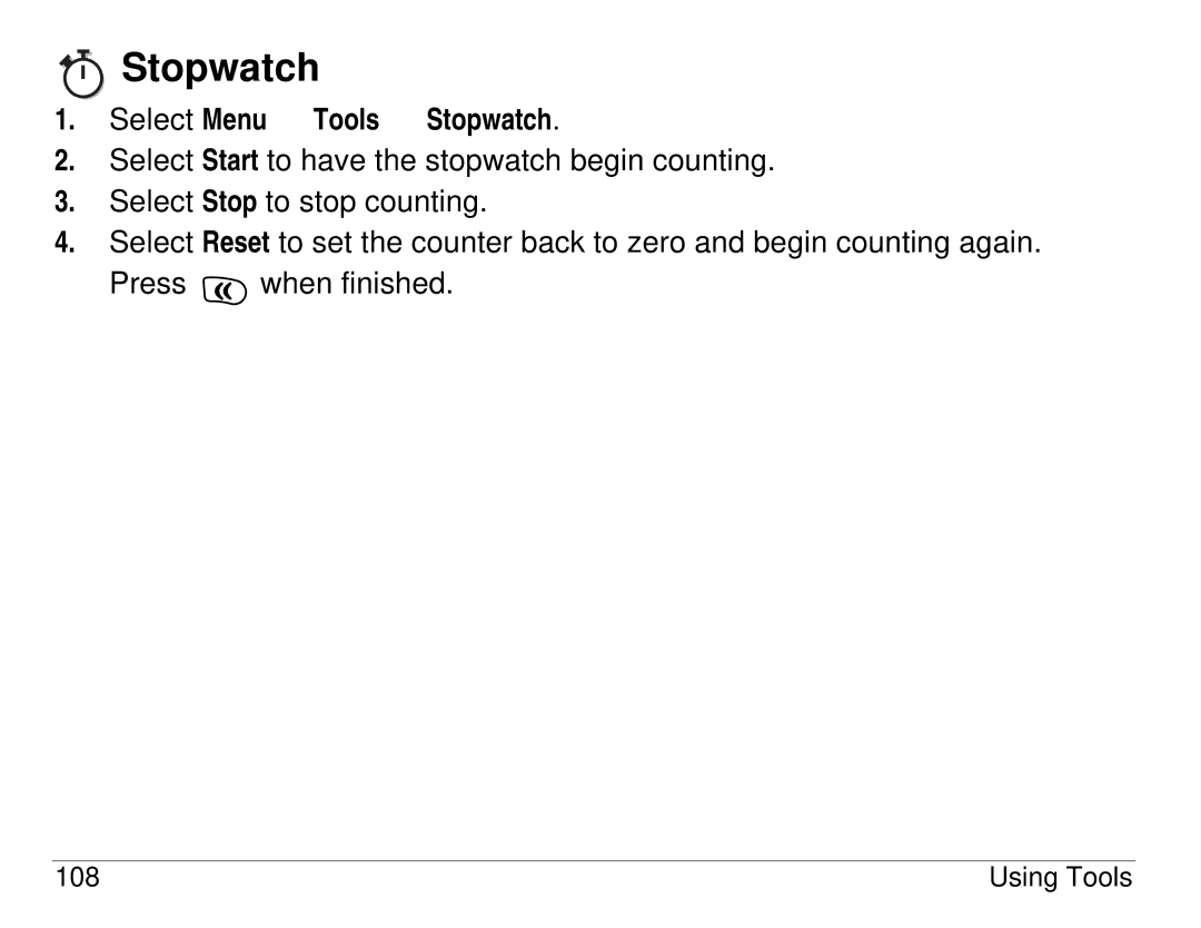 Kyocera 3225, 3200 series manual Select Menu → Tools → Stopwatch 