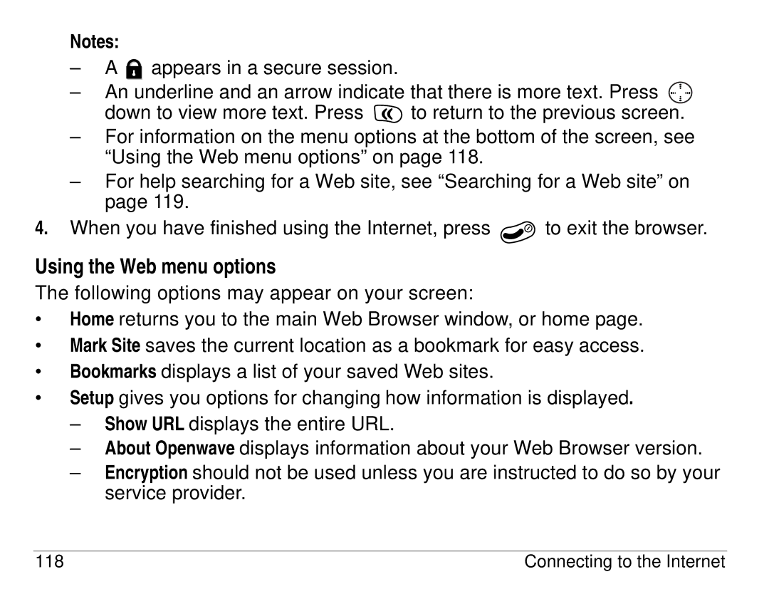 Kyocera 3225, 3200 series manual Using the Web menu options 