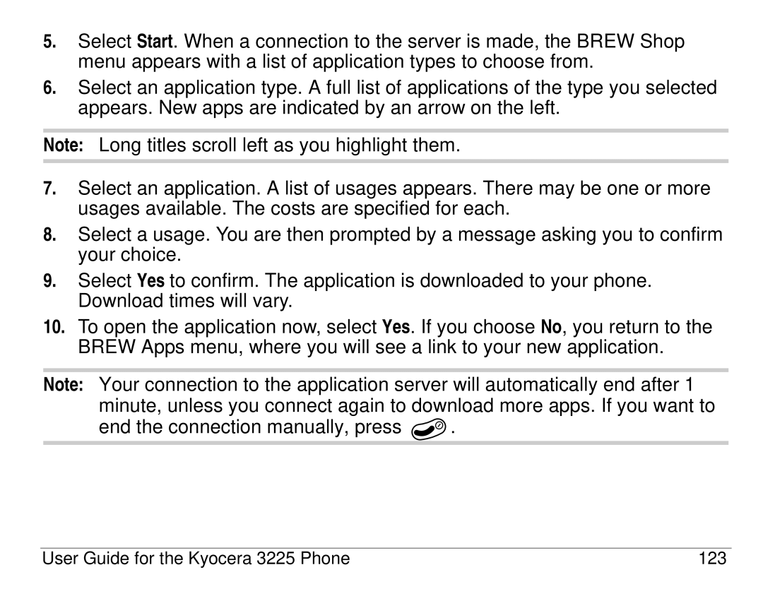 Kyocera 3200 series manual User Guide for the Kyocera 3225 Phone 123 