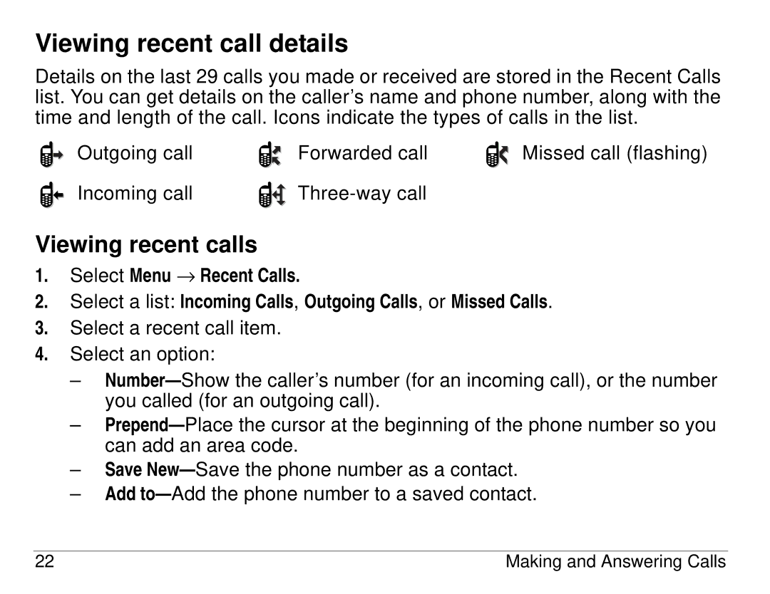 Kyocera 3225, 3200 series manual Viewing recent call details, Viewing recent calls 