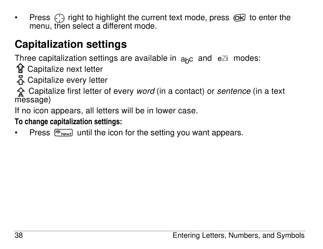 Kyocera 3225, 3200 series manual Capitalization settings, To change capitalization settings 