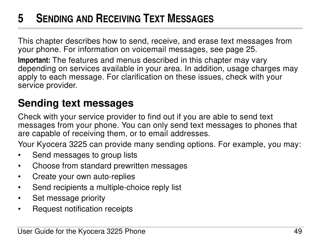 Kyocera 3200 series, 3225 manual Sending text messages, Sending and Receiving Text Messages 